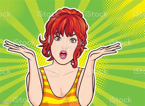 Young Woman Spread Her Hand And Shrugging Shoulder Stock Illustration