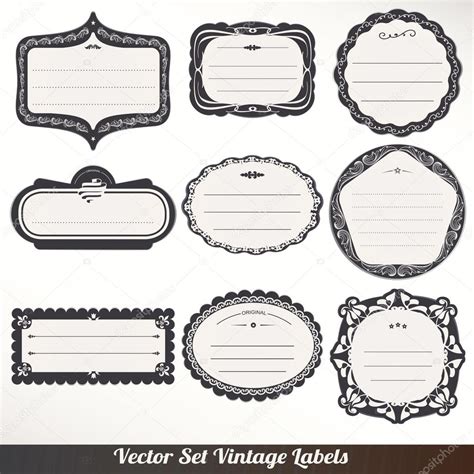 Vector Frame Labels Set Ornamental Vintage Decoration Stock Vector