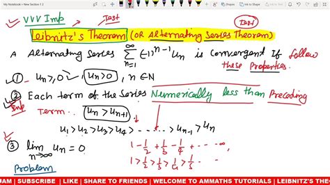 29 Leibnitzs Theorem Of Alternating Series Alternating Series