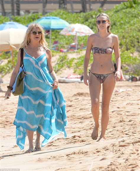 Goldie Hawn Showcases Her Fabulous Figure In A Taupe One Piece Hawaii