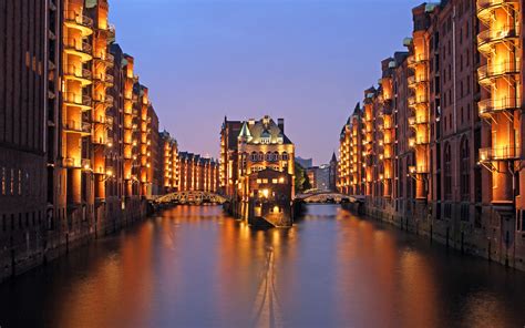 Hamburg River Cityscape City Lights Architecture Water Building