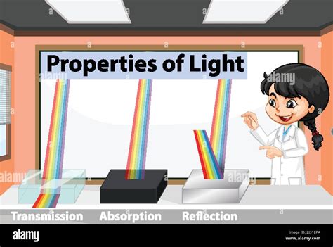 Scientist Student Explaining Properties Of Light Illustration Stock