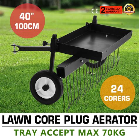 Lawn Core Plug Aerator 40 Pull Ride On Mower Max 70kg Metal Steel Ride