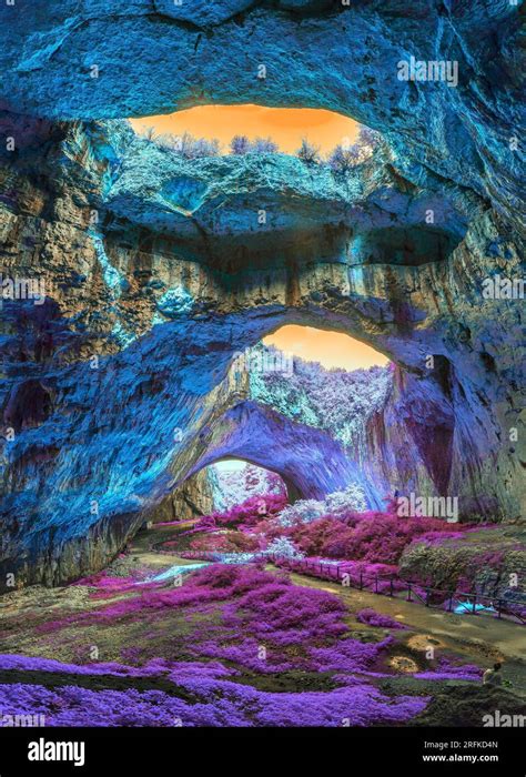 Mystical Cave In Bright Fantastic Colors Stock Photo Alamy