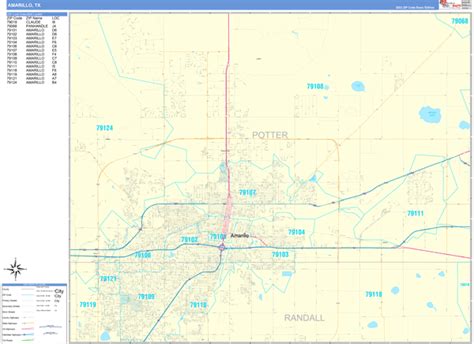 Amarillo Texas Wall Map Basic Style By Marketmaps Mapsales