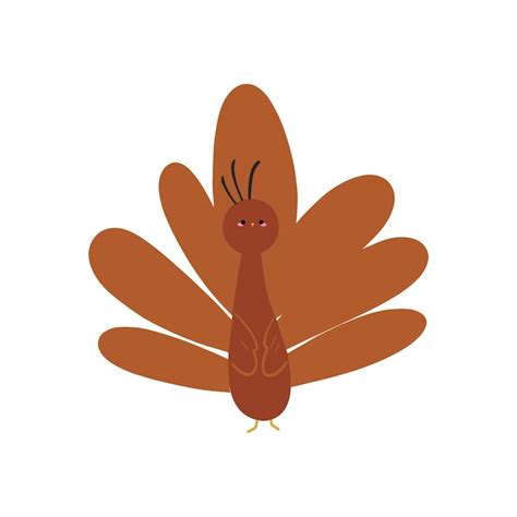 Vector Desenho Animado Desenhado à Mão Bonito Pássaro Peru Feliz