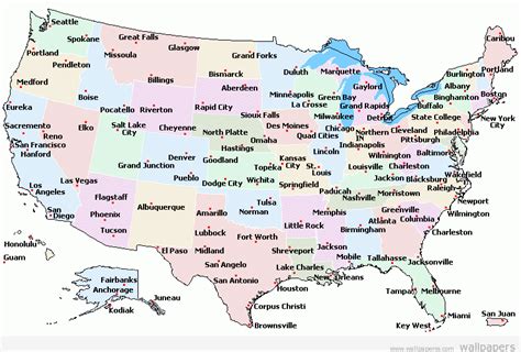 United States Map With Cities And Towns Map