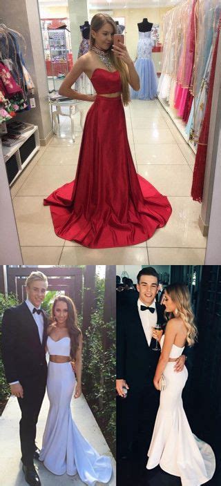 Fabulous Two Piece Red Prom Dress Halter Sleeveless Sweep Train With