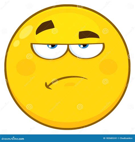 Grumpy Yellow Cartoon Emoji Face Character With Sadness Expression