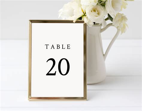 Classic Table Number Template Custom Elegant Table Seating Cards