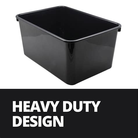 5 X 20l Heavy Duty Black Plastic Storage Tubs Crate Containers Boxes