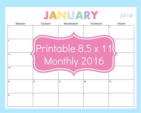 5 Day Monthly Calendar Printable Example Calendar Printable