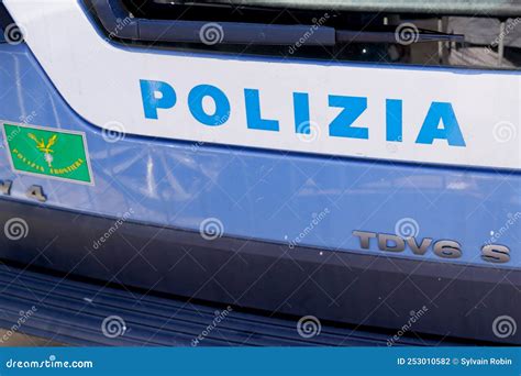 Polizia Police Italian Sign Text Logo Sticker On Car Editorial
