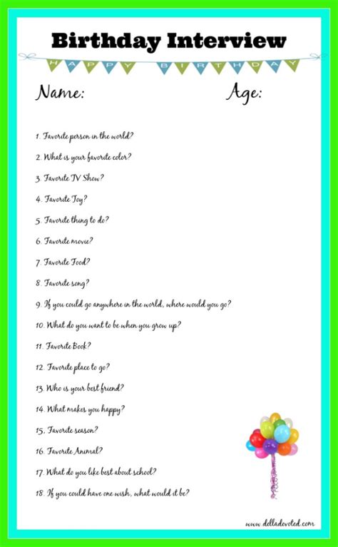 With lots of love, hugs, and mom, i remember giving you terrible looking birthday cards when i was little, and you always i get to hear your advice. Della Devoted!: Printable Birthday Interview For Kids ...