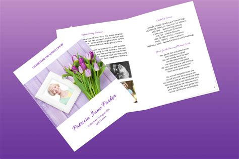 Funeral Booklet Purple Tulips Tribute For You