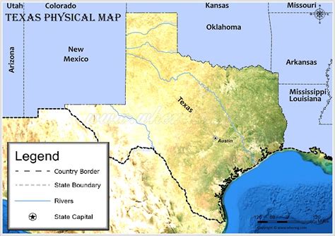 Texas Physical Map A Physical Map Of The Texas Shows The Geographical
