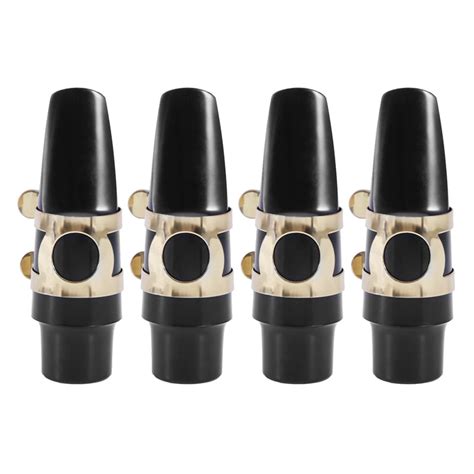 4x Sax Saxophone Mouthpiece Plastic With Cap Metal Buckle Reed