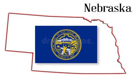 Nebraske State Map And Flag Stock Vector Illustration Of State