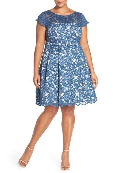 Eliza J Lace Illusion Yoke Cap Sleeve Fit And Flare Dress Nordstrom