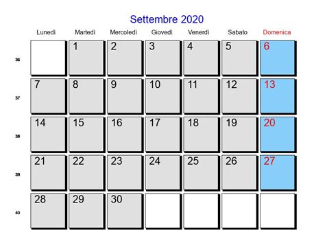 Calendario Settembre 2020 Con Festività E Fasi Lunari