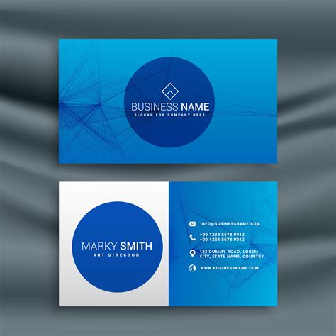 Blue Business Card Template With Abstract Wire Mesh Shape Download