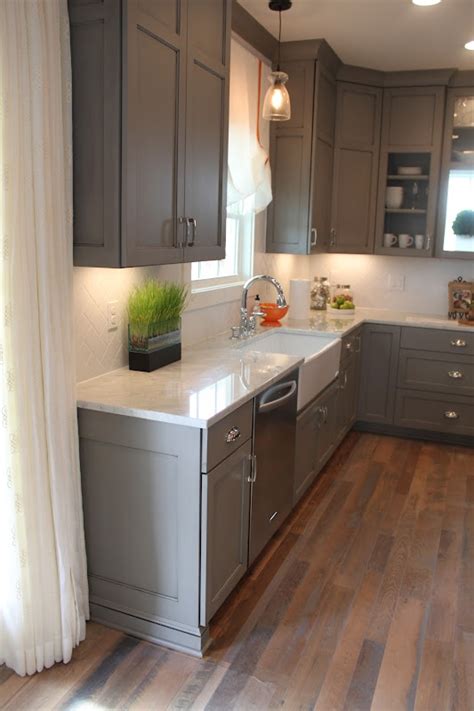 We did not find results for: grey cabinets with white marble counters! Love the wood ...