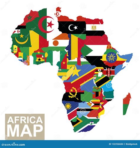 Vector Map Of Africa With Flags Stock Vector Illustration Of Burkina