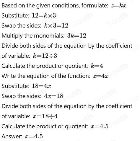 solved if z is directly proportional to x and z 12 when x 3 find the