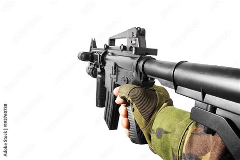 Isolated Photo Of Shooter Game Vr First Person View Soldier Hand