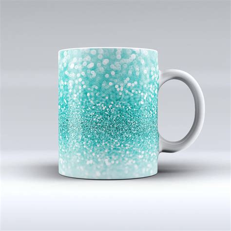 The Turquoise Unfocused Glimmer Ink Fuzed Ceramic Coffee Mug Mugs