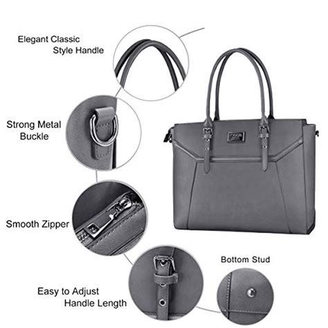 Mosiso 17 Inch Women Laptop Tote Bag With Shockproof Compartment Gray