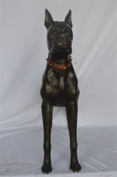 Boxer Dog Bronze Statue Size 35l X 10w X 36h Nifao