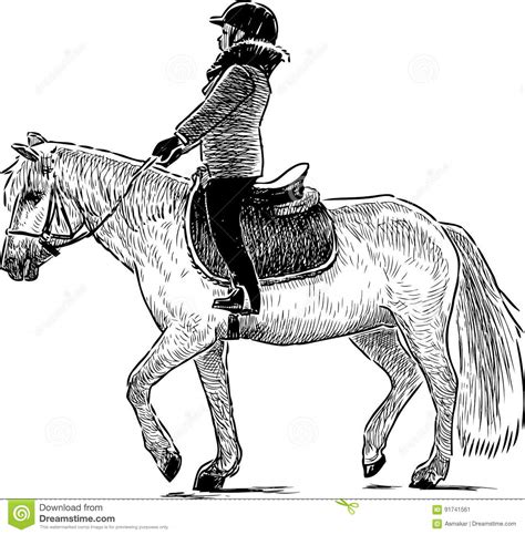A Child Riding A Horse Stock Vector Illustration Of Graphic 91741561