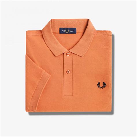 Fred Perry Mens Retro Slim Fit Pique Polo Shirt In Light Rust