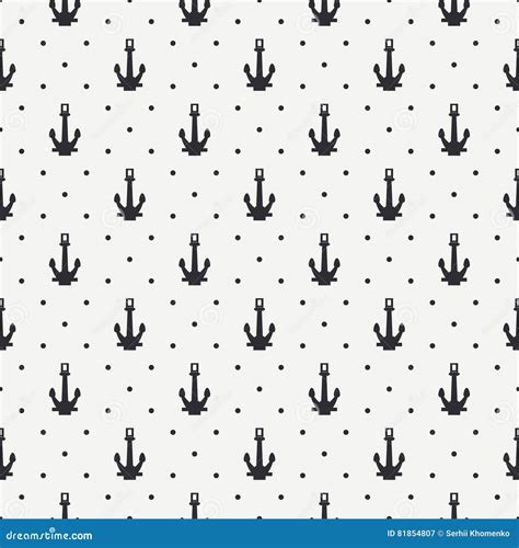 Abstract Nautical Seamless Background Pattern With Anchor Stock Vector
