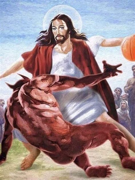 Jesus Vs Satan In Basketball Scarf By Nathan31 In 2022 Art Parody