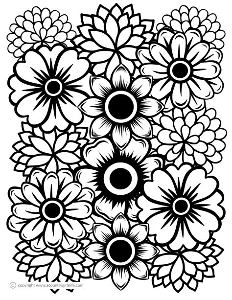 Get The Coloring Page Flowers Free Printable Adult Coloring Pages Hot