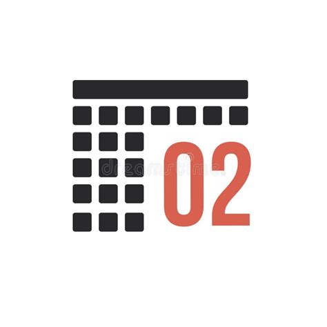 Month 2 February Calendar Organizer Icon Stock Vector Illustration