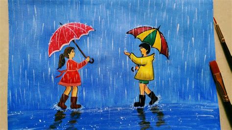 Very Easy Rainy Season Scenery Drawing For Kids And Beginners Kids