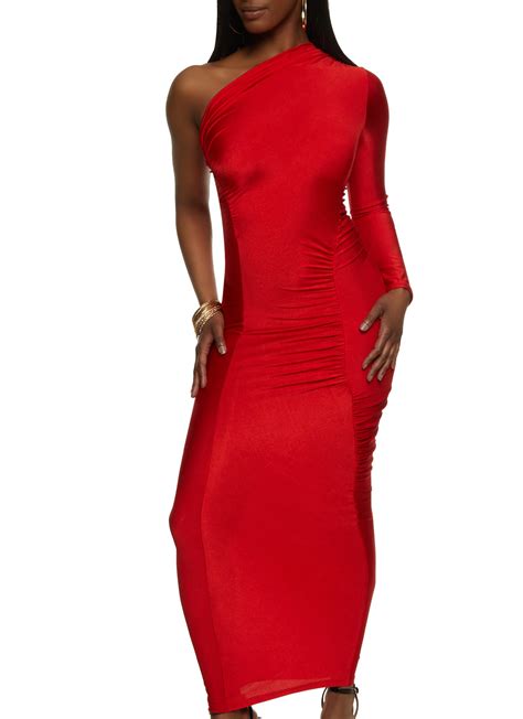 Ruched One Shoulder Bodycon Dress