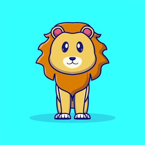 Premium Vector Cartoon Illustration Of A Cute Lion Standing Animal