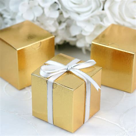 Efavormart 100 Pcs Of 3x3x3 Gold Favor Candy Box For Candy Treat T