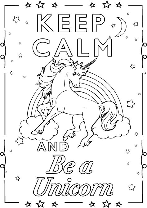 calm    unicorn   calm adult coloring pages