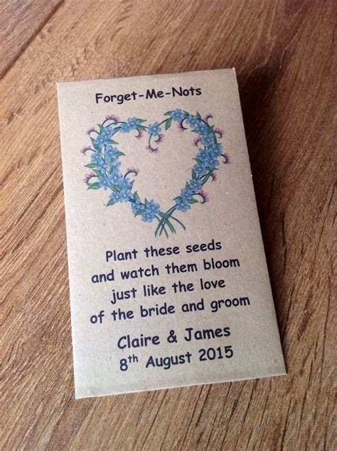 10 Personalised Forget Me Not Flower Seed Envelopes Wedding Favours