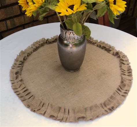Round Burlap Table Centerpiece Burlap Table Topper With Etsy