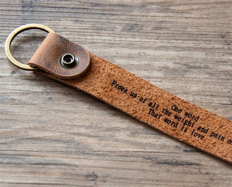 Engraved Leather Keychain Personalized Leather Keychain Belt Etsy
