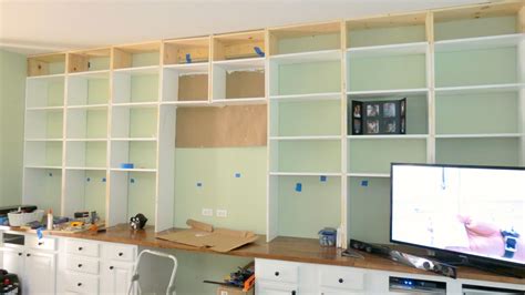 Remodelaholic Build A Wall To Wall Built In Desk And Bookcase Built