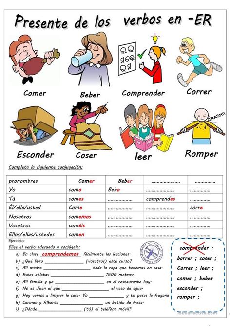 Los verbos de segunda conjugación Español Ele Hojas De Trabajo Spanish Lessons Online Spanish