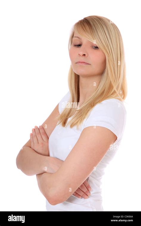 Attractive Young Woman With Sceptical Look All On White Background