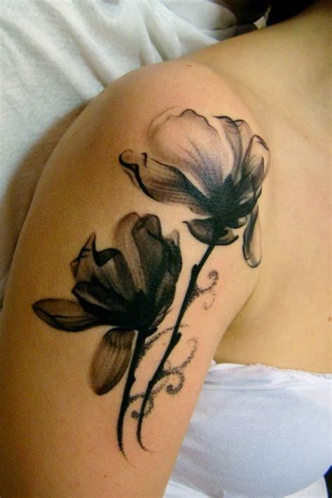 Black And White Flower Watercolor Tattoo Tattoos White Flower